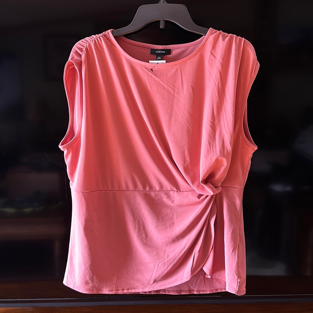 Alfani 0X Side Twist sleeveless top Rosedust color NWT
